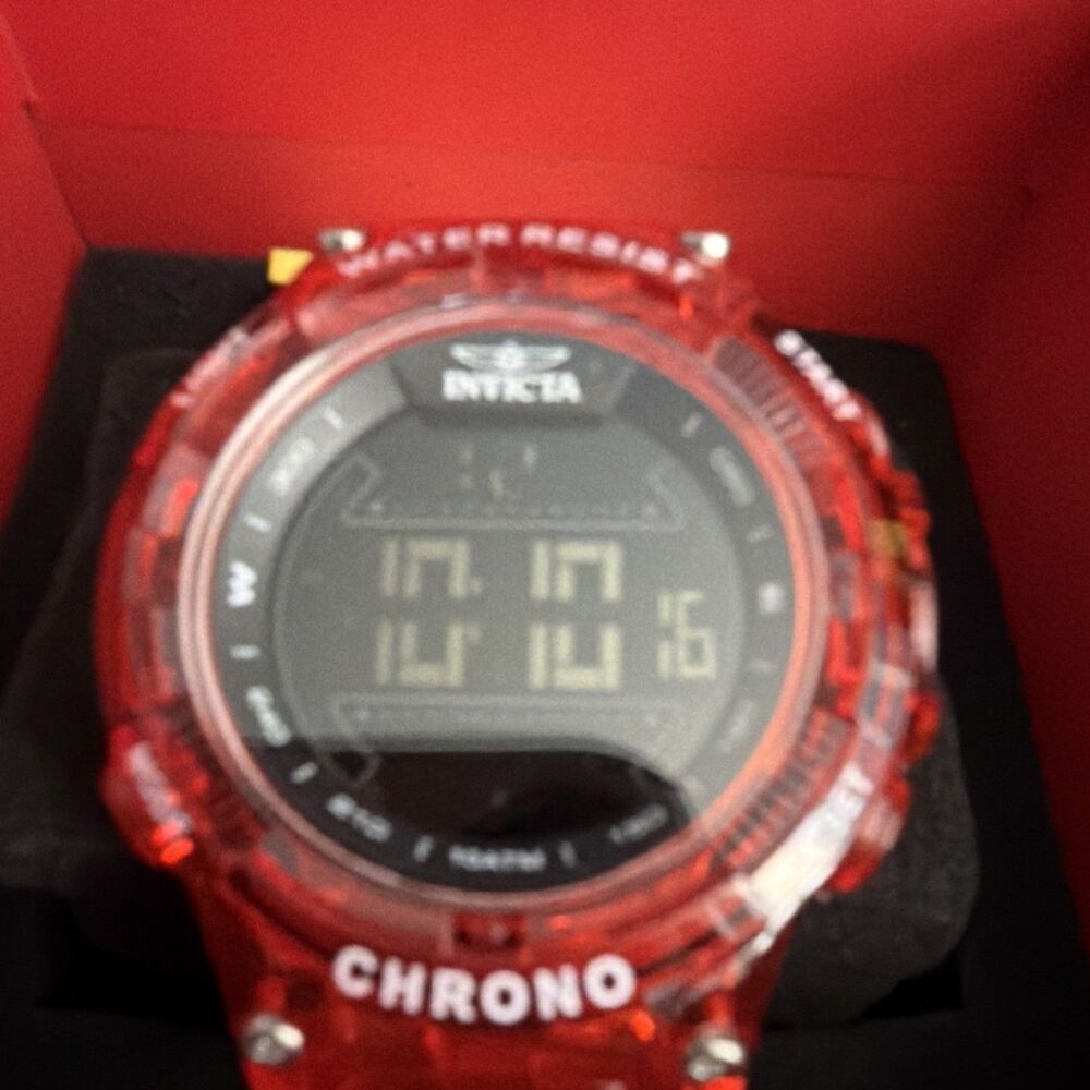 Invicta Racing Burnout Digital Men's Watch  52mm Transparent Red 49045 Chrono